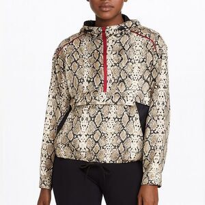 Alala Hooded Zip Jacket Women's Small Beige‎ Black Red Snakeskin Print Hood